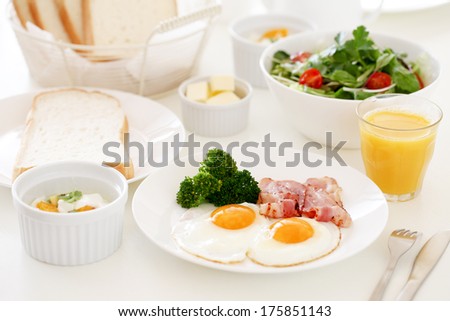 Bacon and eggs, well-balanced breakfast