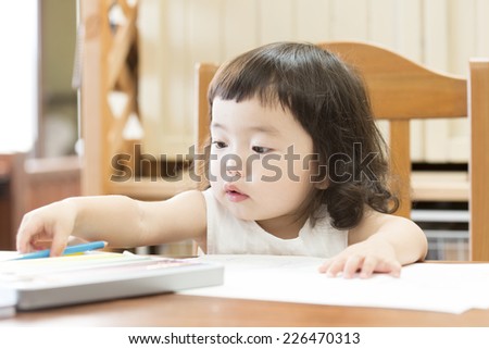 Girl to study at the table