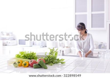 The kitchen counter vegetables