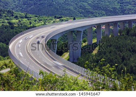 Fast traffic on the bridge of a slovenian highway