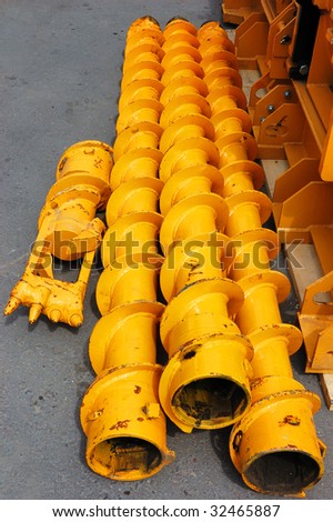 Yellow screw pipes and drill bit