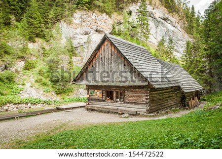 wooden cottage in the mountains