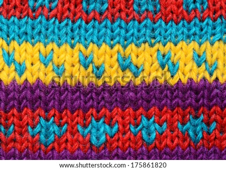 Closeup of colorful knitted background