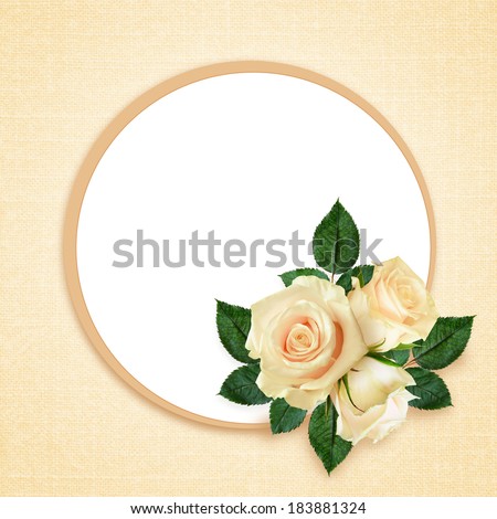 Rose flowers composition and frame on peach background