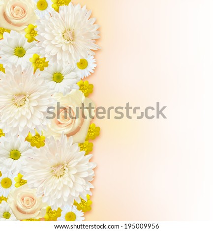 Peach background with flowers edge