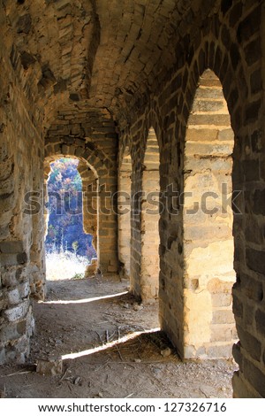 internal structure of the original ecological Great Wall, Qianxi County, Hebei Province, China