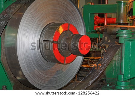 Hot rolled strip steel products in the production line