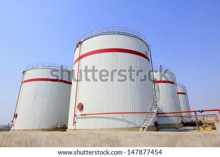 storage tanks in a chemical plant, north china