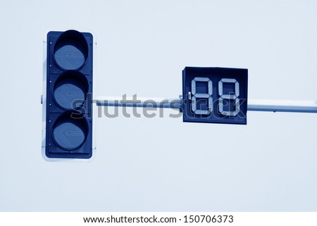 traffic signal lights in the blue sky