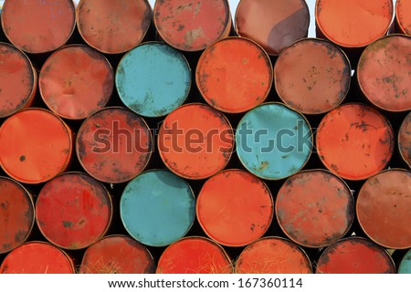 oil drums stacked together in a yard, north china