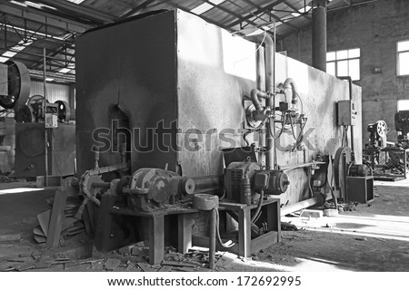 TANGSHAN - DECEMBER 20: gas type device in a steel shovel manufacturing co., LTD., on December 20, 2013, tangshan city, hebei province, China.