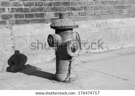 closeup of photo, old fire hydrant in a factory