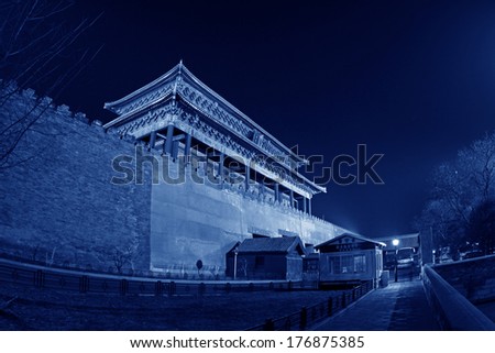 BEIJING - DECEMBER 22: Donghua Door night view of the Forbidden City on december 22, 2013, beijing, china.