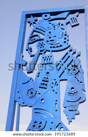 LUANNAN - MAY 4: Shadow play figures sculpture in a park, on May 4, 2014, Luannan county, hebei province, China.