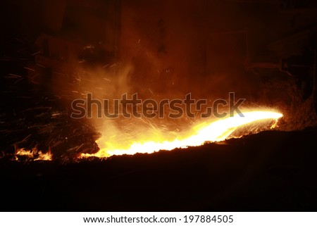 hot molten steel splash in a factory