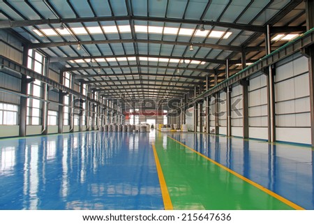 LUANNAN COUNTY - AUGUST 16: Spacious and clean workshop in an iron and steel enterprises, on august 16, 2014, Luannan County, Hebei Province, China