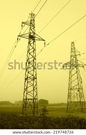electric tower in the sky, steel power transmission facilities