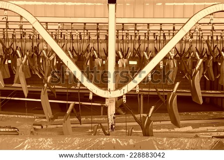 Steel shovel production line, in a manufacturing enterprise, on December 20, 2013, tangshan city, hebei province, China.