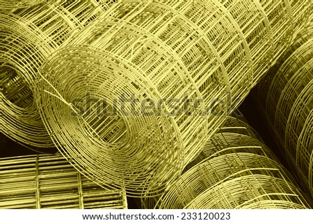 iron wire fence texture in a warehouse, closeup of photo