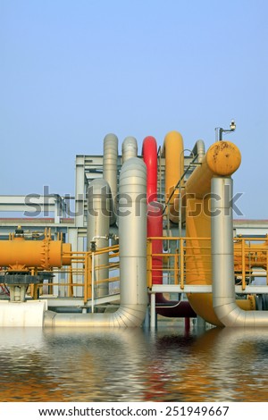 crude oil processing and transmission equipment, closeup of photo