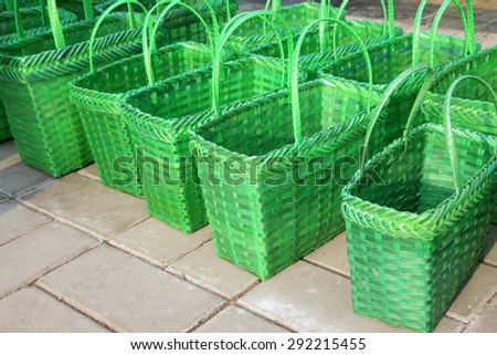 Green plastic basket, closeup of photo