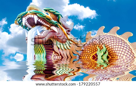 china dragon , Reflections on the water