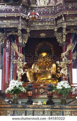 Happy buddha in the Temple of Soul's Retreat, Hangzhou
