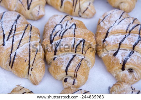 Diversity of pastry decorated with fruit
