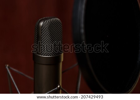 Studio microphone, recording studio, radio station.