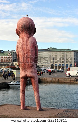 Helsinki, Finland, 28 September: the statue Manneken Pis (bad bad boy) on SEPTEMBER 28, 2014, Helsinki, Finland
