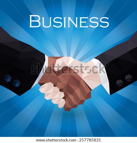 business handshake - vector illustration in low poly style