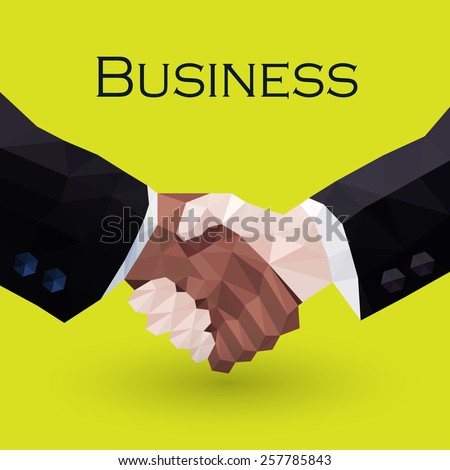 business handshake - vector illustration in low poly style
