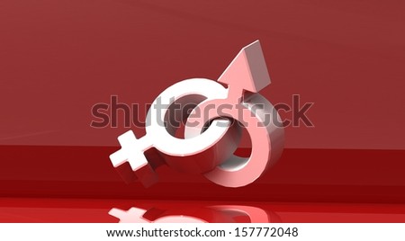man's and female symbols on a red background