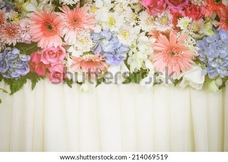 Backdrop of flower for wedding ceremony day