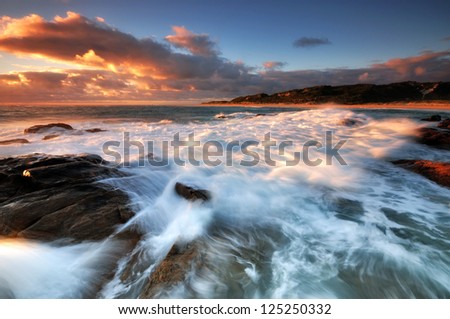 A Flowing Waves at Sunset