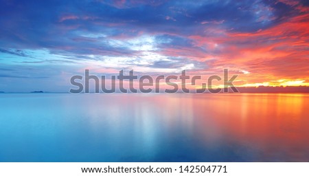 Long Exposure Of Soft And Colorful Sunset