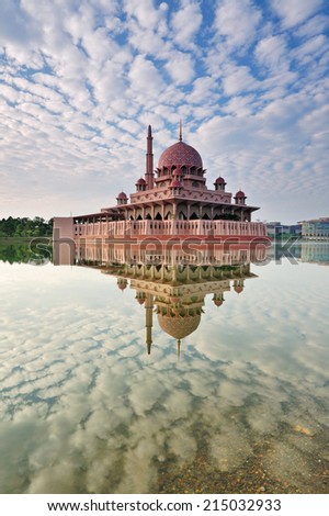 Putra Mosque is the principal mosque of Putrajaya, famous landmark in Malaysia.