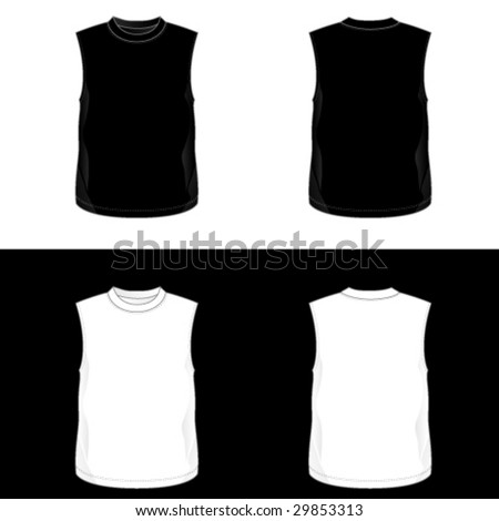 blank white t shirt front and back. Black and white realistic