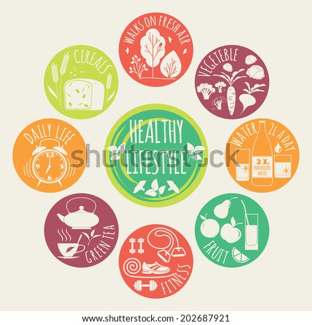 healthy lifestyle Icons set healthy lifestyle Icons set