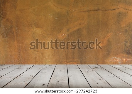 Old wooden floors and old concrete wall