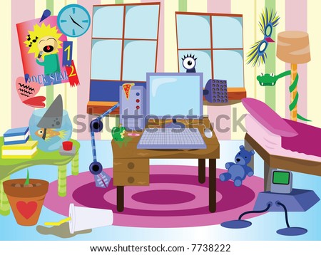 messy room clipart. stock photo : Messy room