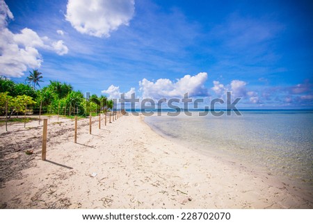 Beautiful white tropical beach on desert island