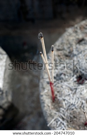 incense near the incense burner