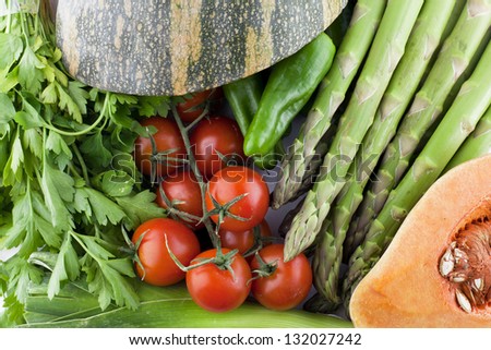 Fresh multicolored vegetables