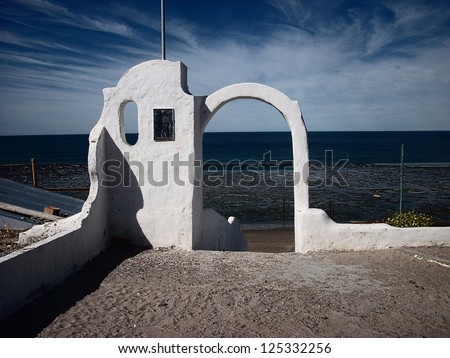 gate to heaven with a amazing ocean background argentina los grutas sea view Panorama