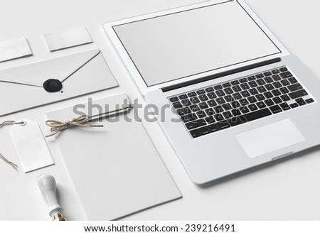 White Branding MockUp with laptop CloseUp