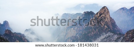 Mount Huangshan winter scenery, one of the most famous mountains in China