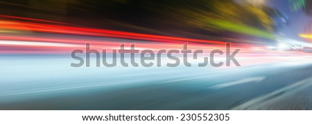 Speed motion on road at night