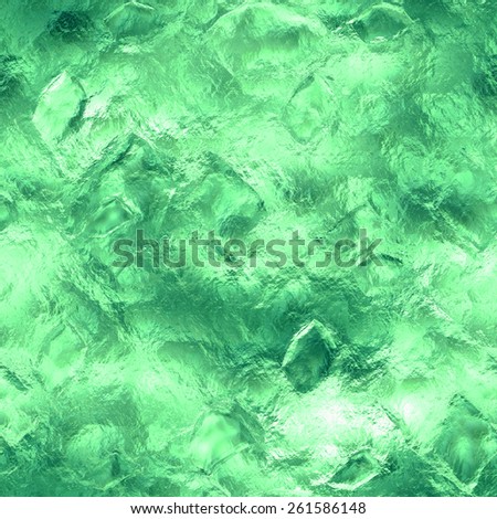 Green ice frozen seamless and tileable texture. Frozen glacier background with cracked and shiny green texture.