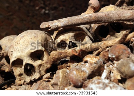 BRNO,CZECH REP,JAN 30:Charnel-house under the st. Jacob church where are skulls and bones of more than 50.000 people was open for first time for journalist on 30 january 2012 in Brno,Czech republic.